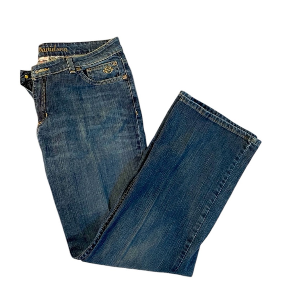 Harley-Davidson Bootcut Ladies Denim Jeans size 12 EUC High Rise, like new!